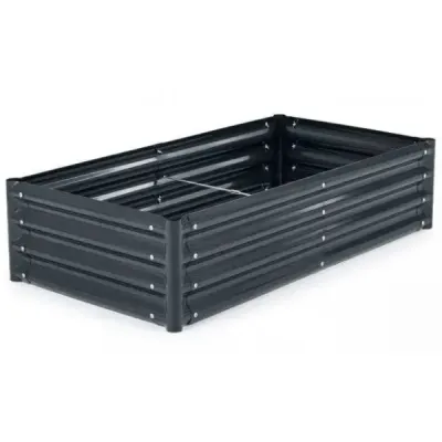 Hochbeet aus Verzinktem Stahl stabiler Pflanzkasten Wetterfest & Rostfrei Gartenbeet 123 x 64 cm Grau
