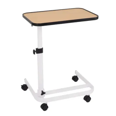 Noční stolek na kolečkách, výškově nastavitelný ošetřovací stolek s deskou,  dá naklonit do několika úhlů, 60,5 x 40 x 73-93 cm