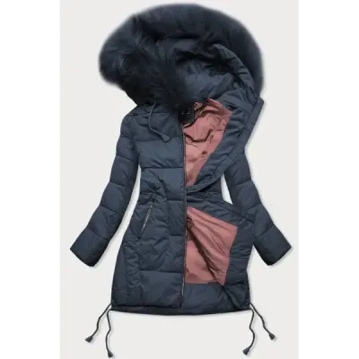Dámská zimní bunda s kapucí MODA690 tmavě modrá