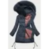 Dámská zimní bunda s kapucí MODA690 tmavě modrá