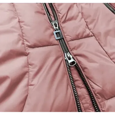 Dámská zimní bunda s kapucí MODA690 starorůžová
