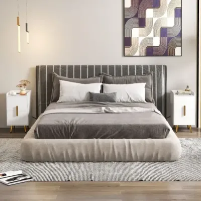 Noční skříňka s nabíjecí stanicí úzká noční skříňka se 2 zásuvkami a porty USB 40 x 32 x 60 cm bílá