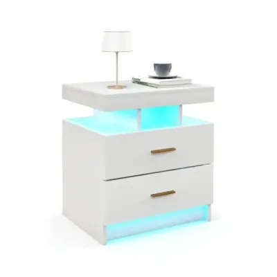 Noční stolek s LED osvětlením Noční stolek se 2 zásuvkami 50 x 40 x 58 cm černý
