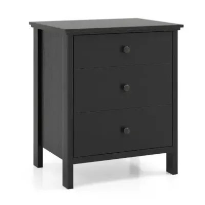 Noční skříňka se 3 zásuvkami Noční skříňka k posteli se skříňovou pružinou 56 x 45 x 66 cm černá