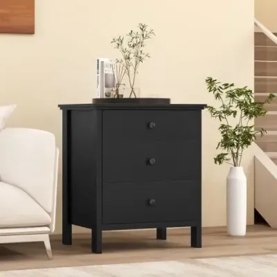 Noční skříňka se 3 zásuvkami Noční skříňka k posteli se skříňovou pružinou 56 x 45 x 66 cm černá