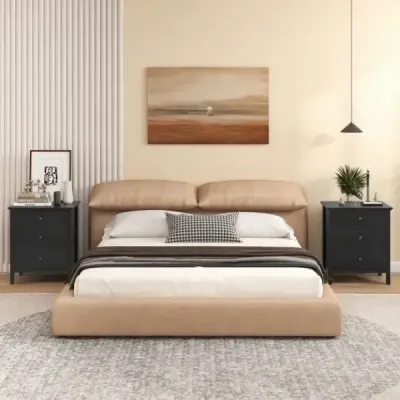 Noční skříňka se 3 zásuvkami Noční skříňka k posteli se skříňovou pružinou 56 x 45 x 66 cm černá