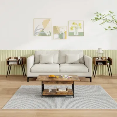 Noční stolek Noční stolek s otevřenou přihrádkou Rozkládací stolek s kovovými podpěrnými nohami 50 x 32 x 58 cm Rustikální hnědá 1 kus