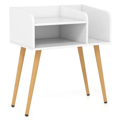 Noční stolek Noční stolek s otevřenou přihrádkou Rozkládací stolek s kovovými podpěrnými nohami 50 x 32 x 58 cm Bílý 1 kus