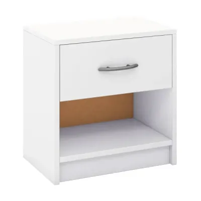 Noční stolek se zásuvkou Malý noční stolek s otevřenou přihrádkou 38,5 x 28 x 40,5 cm Bílý