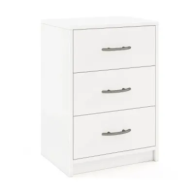 Noční skříňka se 3 zásuvkami Noční skříňka k posteli se skříňovou pružinou 38,5 x 28 x 54 cm Bílá