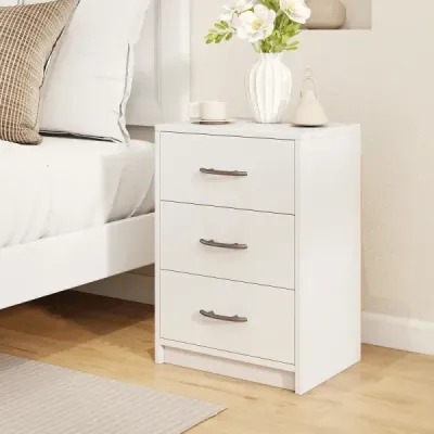 Noční skříňka se 3 zásuvkami Noční skříňka k posteli se skříňovou pružinou 38,5 x 28 x 54 cm Bílá