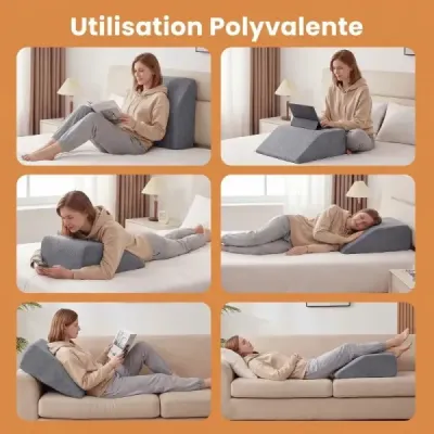 Pěnový polštář na nohy, odnímatelný, pratelný, ortopedický na chodidla a kolena, šedý
