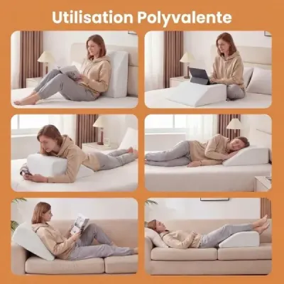 Pěnový polštář na nohy, odnímatelný, pratelný, ortopedický na chodidla a kolena, bílý