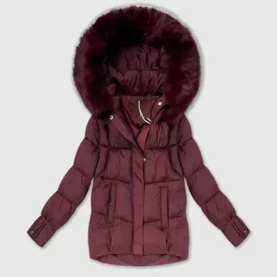 Dámská zimní bunda s kapucí, bordová MODA6042MODA043