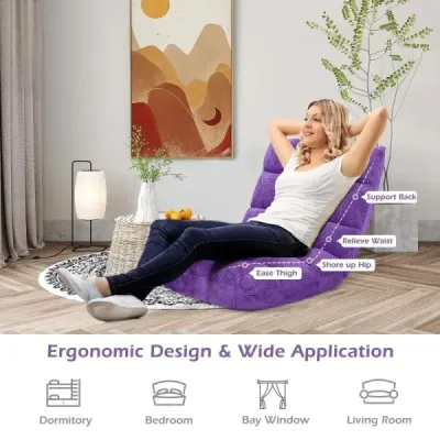 Židle s opěradlem Polohovatelná židle z korálového sametu 105 x 56 x 15 cm Hnědá