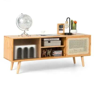TV skříňka Moderní TV stojan pro televizory do 55 palců 120,5 x 31 x 45,5 cm Přírodní