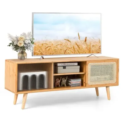 TV skříňka Moderní TV stojan pro televizory do 55 palců 120,5 x 31 x 45,5 cm Přírodní