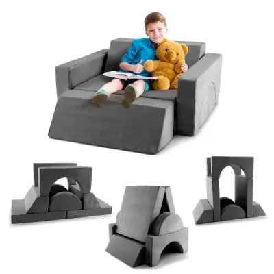 Modulární dětská pohovka Play Sofa Modulární pohovka s odnímatelným potahem 105,5 x 101 x 48 cm Šedá