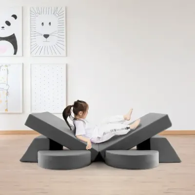 Modulární dětská pohovka Play Sofa Modulární pohovka s odnímatelným potahem 105,5 x 101 x 48 cm Šedá