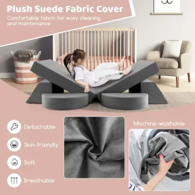 Modulární dětská pohovka Play Sofa Modulární pohovka s odnímatelným potahem 105,5 x 101 x 48 cm Šedá