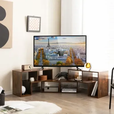 3-dílná dřevěná TV skříňka pro televizory do 65" Volně kombinovatelný TV stolek hnědý