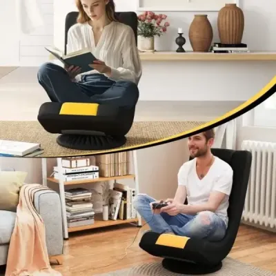 360° otočná židle s nastavitelným opěradlem Rozkládací pohovka Bonden žlutá