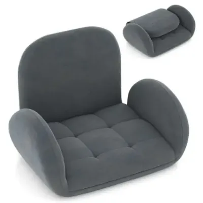 Židle na podlahu s nastavitelným opěradlem a područkami Bonden Sofa rozkládací židle na podlahu Grey
