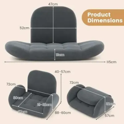 Židle na podlahu s nastavitelným opěradlem a područkami Bonden Sofa rozkládací židle na podlahu Grey