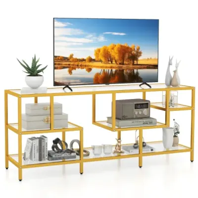 TV skříňka TV stolek pro televizory do 65 palců TV stolek zlatý 147 x 40 x 62 cm