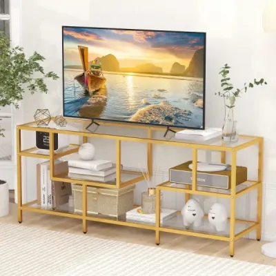 TV skříňka TV stolek pro televizory do 65 palců TV stolek zlatý 147 x 40 x 62 cm