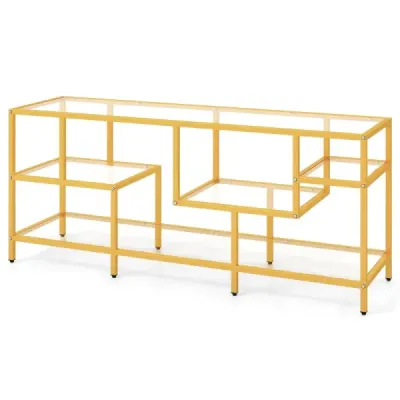 TV skříňka TV stolek pro televizory do 65 palců TV stolek zlatý 147 x 40 x 62 cm