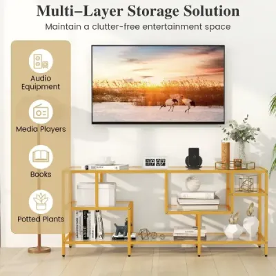 TV skříňka TV stolek pro televizory do 65 palců TV stolek zlatý 147 x 40 x 62 cm