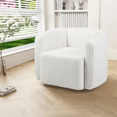 Polohovatelné otočné křeslo se širokým sedákem a kovovou podnoží otočnou o 360° 83 x 70 x 65 cm Bílé