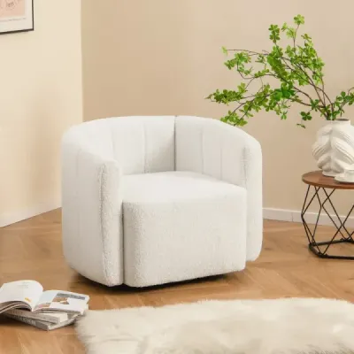 Polohovatelné otočné křeslo se širokým sedákem a kovovou podnoží otočnou o 360° 83 x 70 x 65 cm Bílé