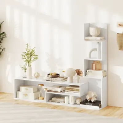 Dřevěná TV skříňka TV stolek s policí pro televizory do 50" 144,5 x 29,5 x 121 cm Bílá