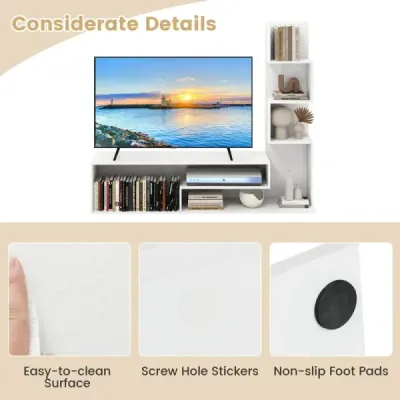 Dřevěná TV skříňka TV stolek s policí pro televizory do 50" 144,5 x 29,5 x 121 cm Bílá