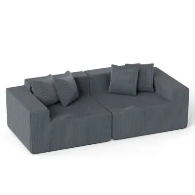 2místná pohovka Boneless Couch 204 cm s hlubokým sedákem a opěradlem, pohodlné područky, šedá