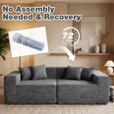 2místná pohovka Boneless Couch 204 cm s hlubokým sedákem a opěradlem, pohodlné područky, šedá
