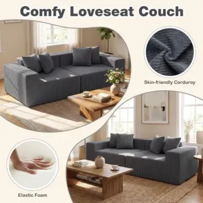 2místná pohovka Boneless Couch 204 cm s hlubokým sedákem a opěradlem, pohodlné područky, šedá