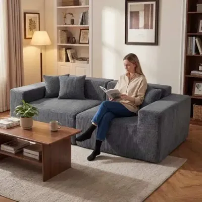 2místná pohovka Boneless Couch 204 cm s hlubokým sedákem a opěradlem, pohodlné područky, šedá