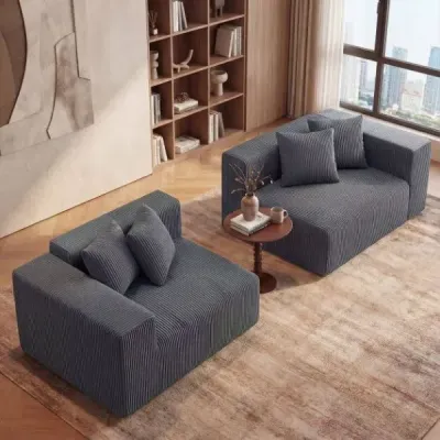 2místná pohovka Boneless Couch 204 cm s hlubokým sedákem a opěradlem, pohodlné područky, šedá