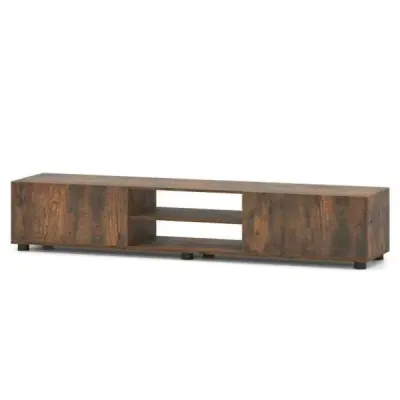 Skříňka pod televizi, komoda pod televizi pro televizory do 70 palců, skříňka pod televizi se 2 dvířky, 160 x 35 x 30 cm, rustikální hnědá