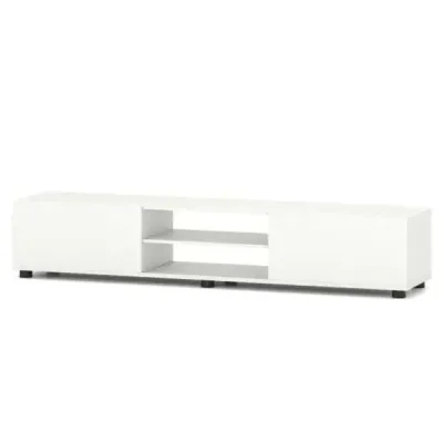 Skříňka pod televizi, komoda pod televizi pro televizory do 70 palců, skříňka pod televizi se 2 dvířky, 160 x 35 x 30 cm, bílá
