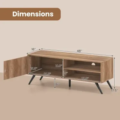 TV stolek/TV stolek se skříňkou a 2 otevřenými přihrádkami, nízká TV skříňka, 120 x 40 x 44,5 cm