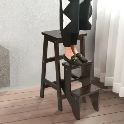Židle žebřík žebřík skládací 3 kroky hnědá