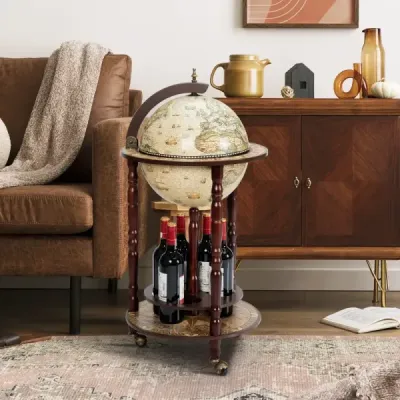 Světový globus z masivního dřeva mini globus bar home bar stojan na láhve