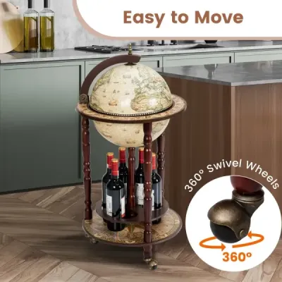 Světový globus z masivního dřeva mini globus bar home bar stojan na láhve