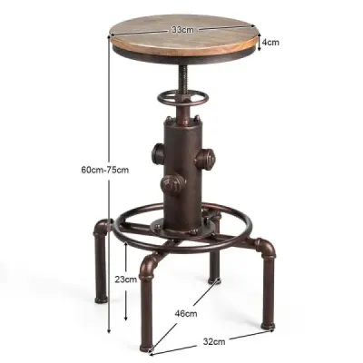 Barová židle s nastavitelnou výškou Barová židle s nastavitelnou výškou Bistro židle 44 x 44 x 59,5 - 75 cm Přírodní + bronz