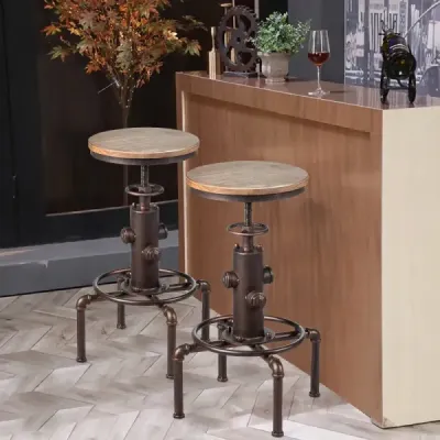 Barová židle s nastavitelnou výškou Barová židle s nastavitelnou výškou Bistro židle 44 x 44 x 59,5 - 75 cm Přírodní + bronz
