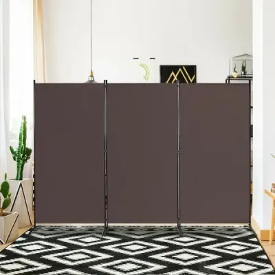 Třípanelová přepážka s robustními závěsy a ocelovou základnou Volně stojící zástěna na ochranu soukromí 260x 183 cm Káva